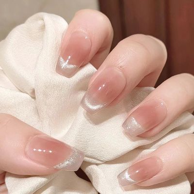 WPR New Glam Pink Red Glitter Shinny Silver FrenchDesign Cat Eye Chrome Medium Coffin Press on nail Tips Press On Nails Design Medium Ballerina Luxury Artificial Fingernails Nailart 10 Size 24 Press on Nails Kit with Nail Glue Package Custom Logo Box